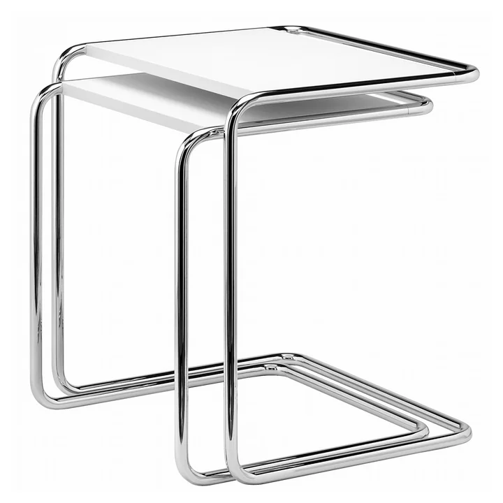 B 97 Satztisch-Set von Thonet in Chrom / Decklack Reinweiß (RAL 9010)