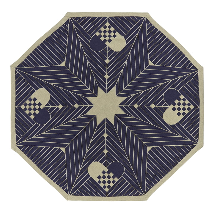 Octagon Weihnachtbaum-Teppich 130 x 130 cm von Georg Jensen Damask in Blau Gold