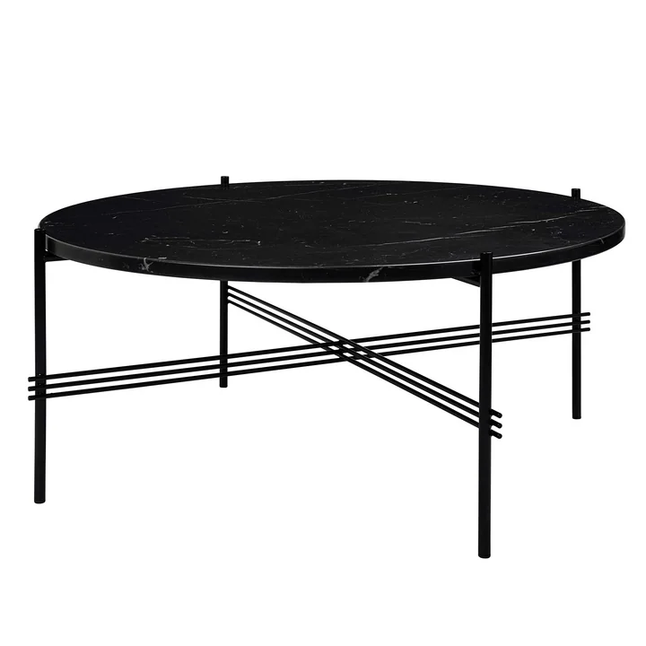TS Couchtisch Ø 80 cm von Gubi in Schwarz / Marmor Schwarz