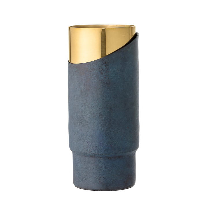 Bloomingville - Metall-Vase, H 23 cm, blau