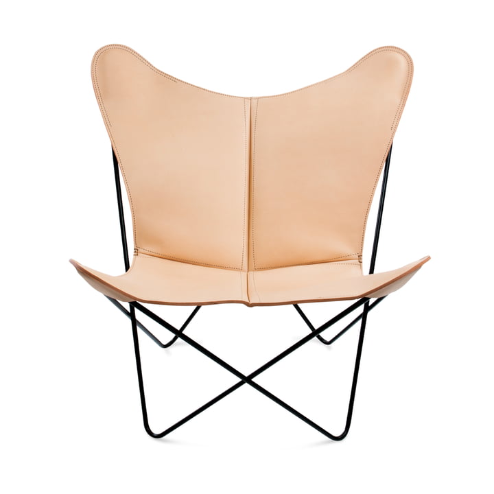 Ox Denmarq - Trifolium Chair, Stahl pulverbeschichtet, schwarz/ Leder natur