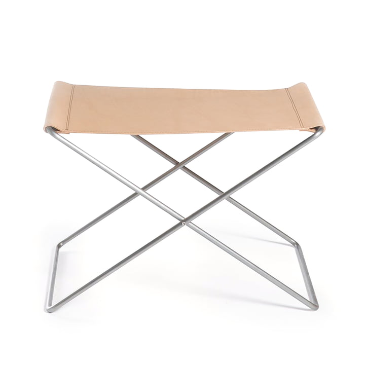 OX Hocker von Ox Denmarq aus Edelstahl/ Leder Natur