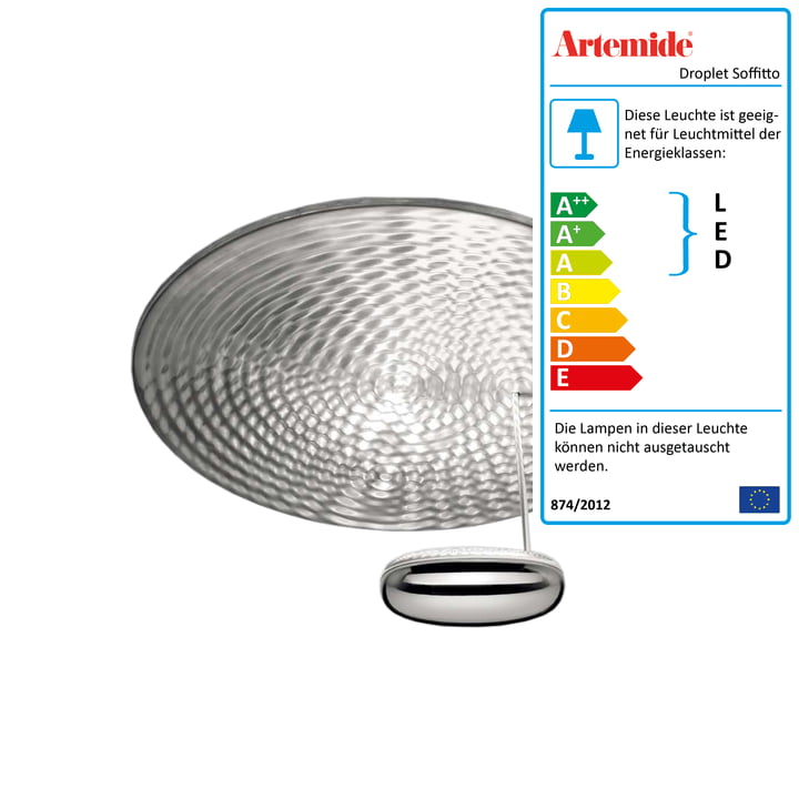 Artemide - Droplet Mini Soffitto LED Deckenleuchte, Chrom / aluminiumgrau