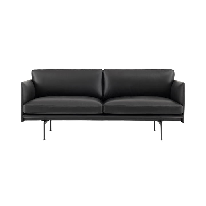 Outline Studio Sofa 2-Sitzer von Muuto in Leder Schwarz/ Schwarz