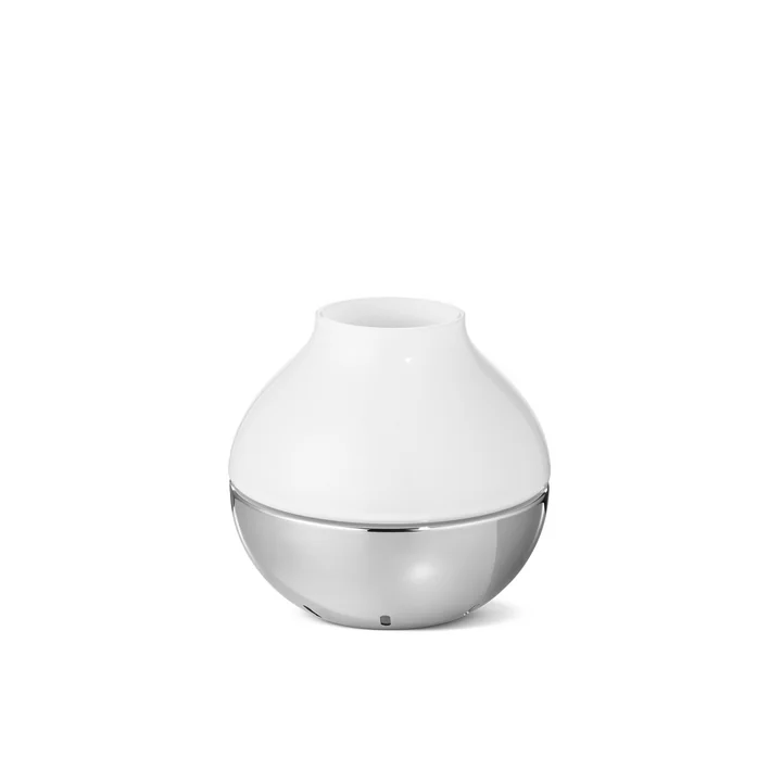 Hurricane Windlicht small von Georg Jensen aus Edelstahl und Glas in Weiß