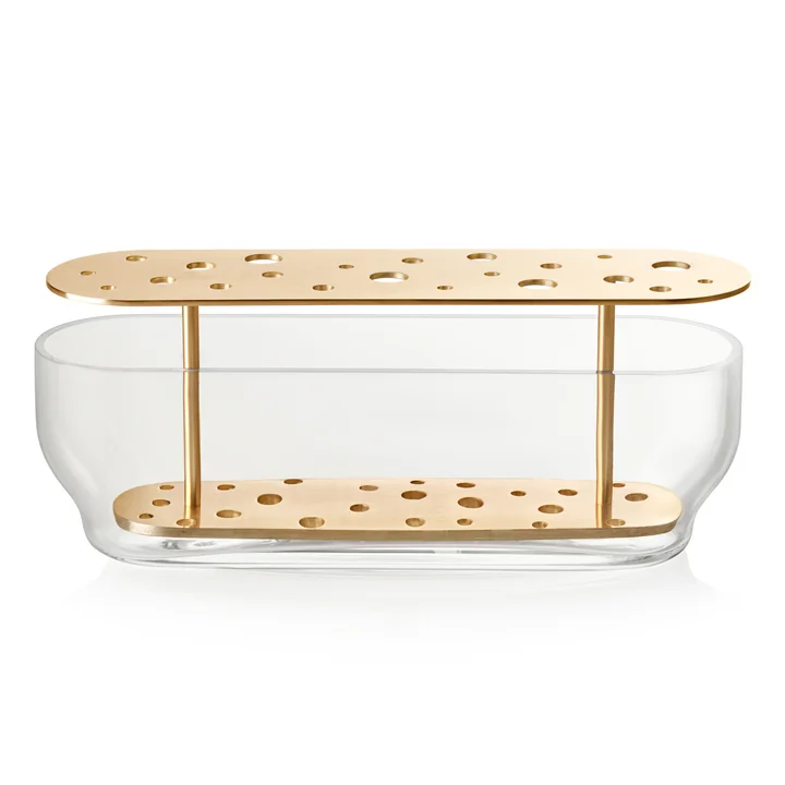 Ovale Ikebana Vase von Fritz Hansen aus Messing