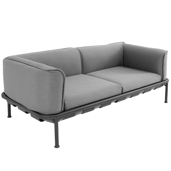 Emu - Dock Sofa 2-Sitzer, schwarz (24) mit Kissen hellgrau (900/64)