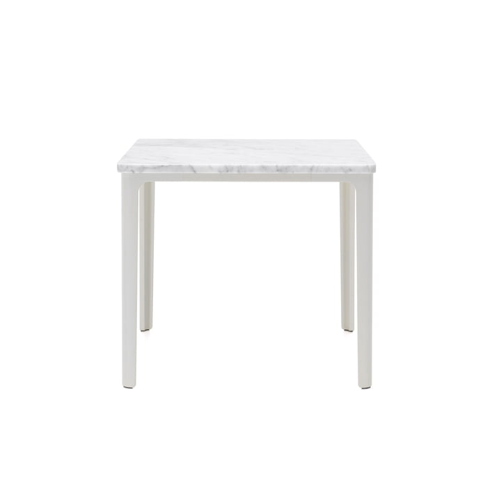 Der Vitra - Plate Table, 41 x 41 cm in weiß pulverbeschichtet / Carrara Marmor