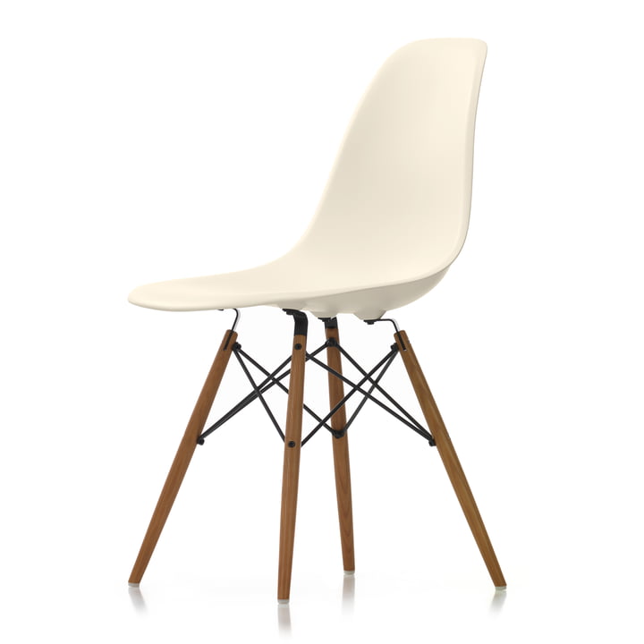 Eames Plastic Side Chair DSW von Vitra in Esche honigfarben / créme