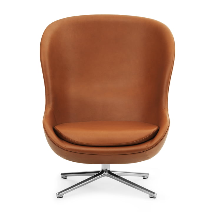 Hyg Lounge Chair Swivel Tilt High von Normann Copenhagen - Aluminium / Ultra Leather (Brandy 41)