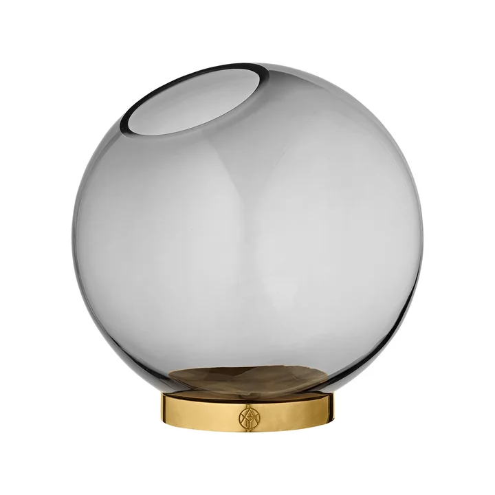 Globe Vase medium, Ø 17 x H 17 cm, schwarz / gold von AYTM