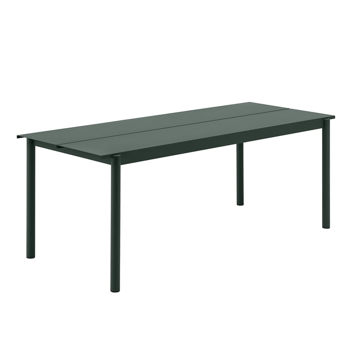 Linear Steel Tisch, 200 x 80 cm in dunkelgrün von Muuto