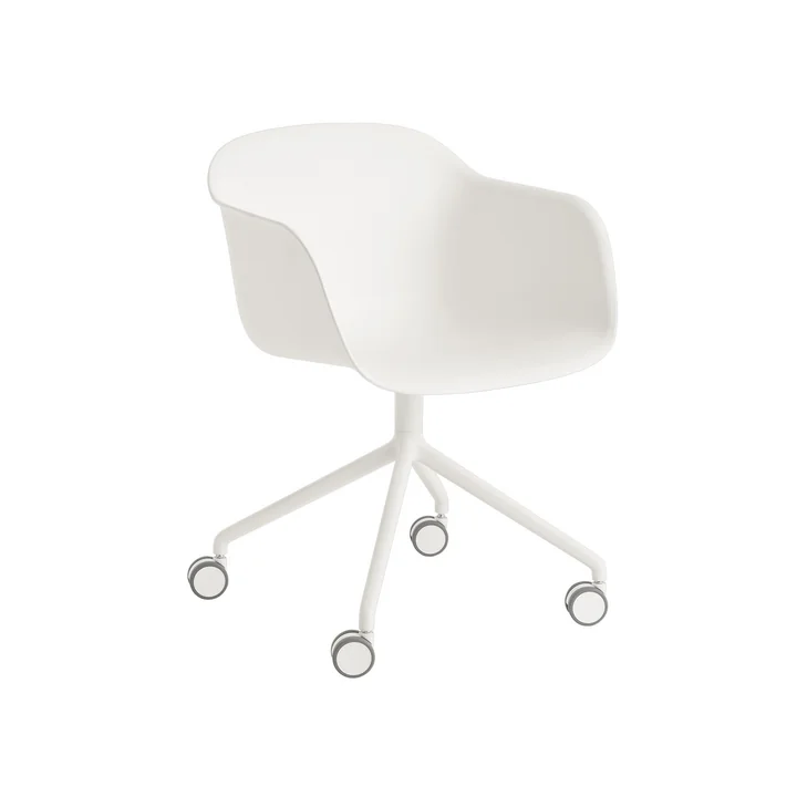 Fiber Armchair Swivel mit Rollen in weiß von Muuto