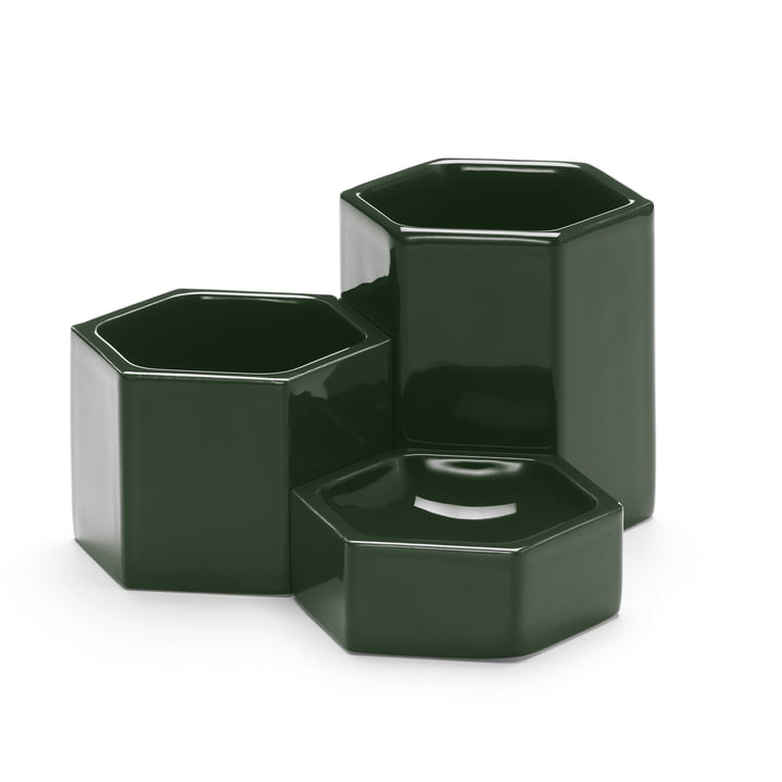 Hexagonal Containers im 3er-Set von Vitra in dunkelgrün