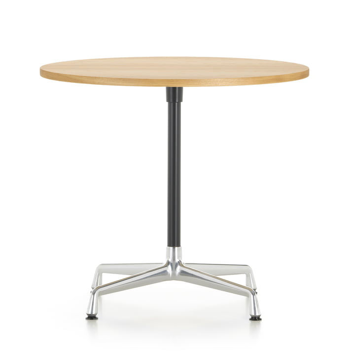 Contract Table Ø 80 cm von Vitra in Aluminium poliert / basic dark / Eiche hell