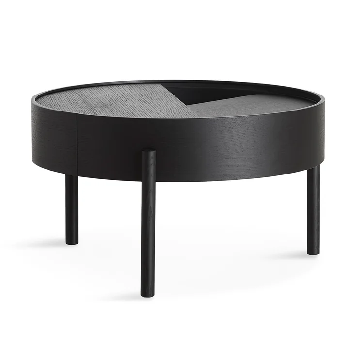 Arc Couchtisch Ø 66 cm H 38 cm von Woud in Esche schwarz lackiert