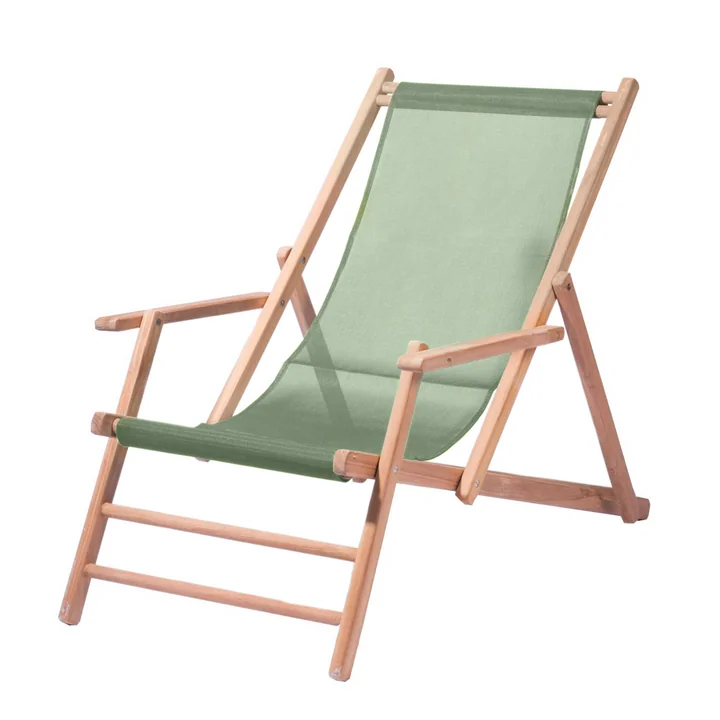 Maxx Deckchair von Jan Kurtz aus Teakholz mit Bezug Kunststoffgewebe salbei