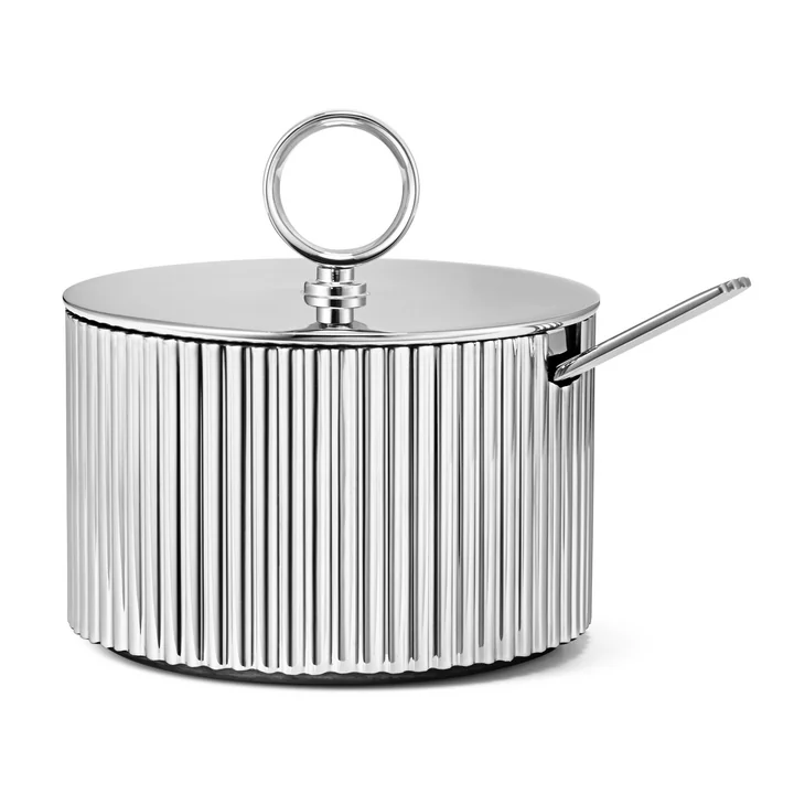Bernadotte Zuckerdose inkl. Löffel von Georg Jensen in Edelstahl poliert