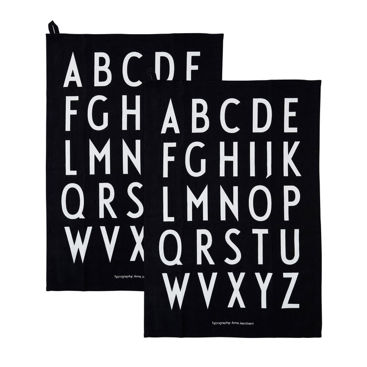 Classic Geschirrtuch in schwarz (2er-Set) von Design Letters