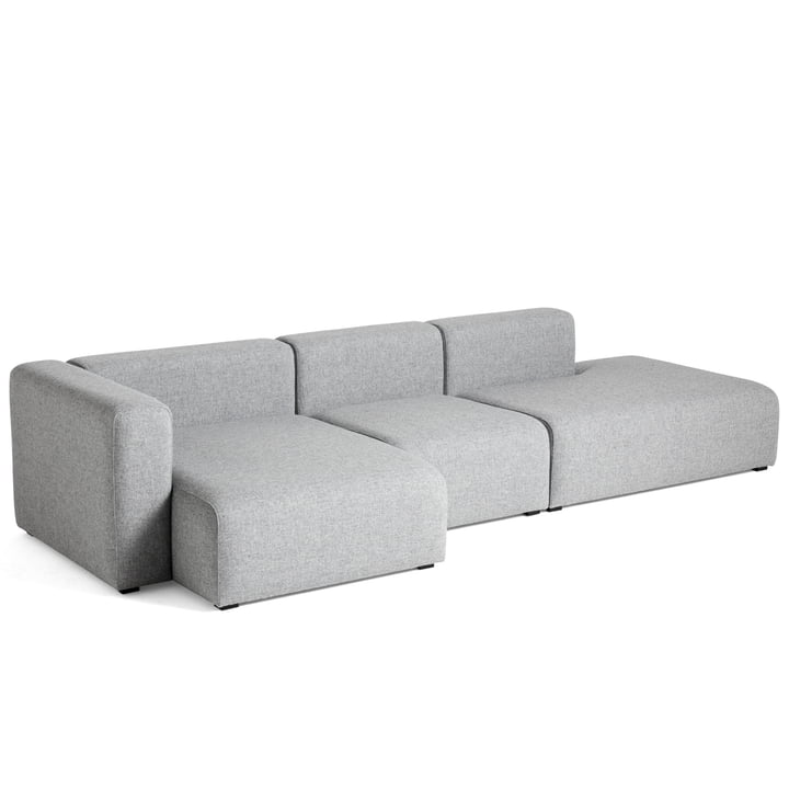 Mags Sofa 3-Sitzer Kombination 4 mit Armlehne links von Hay in grau (Hallingdal 130)