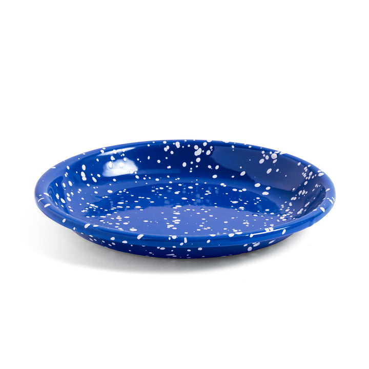 Emaille Schale / tiefer Teller Ø 20,5 cm von Hay in blau gesprenkelt