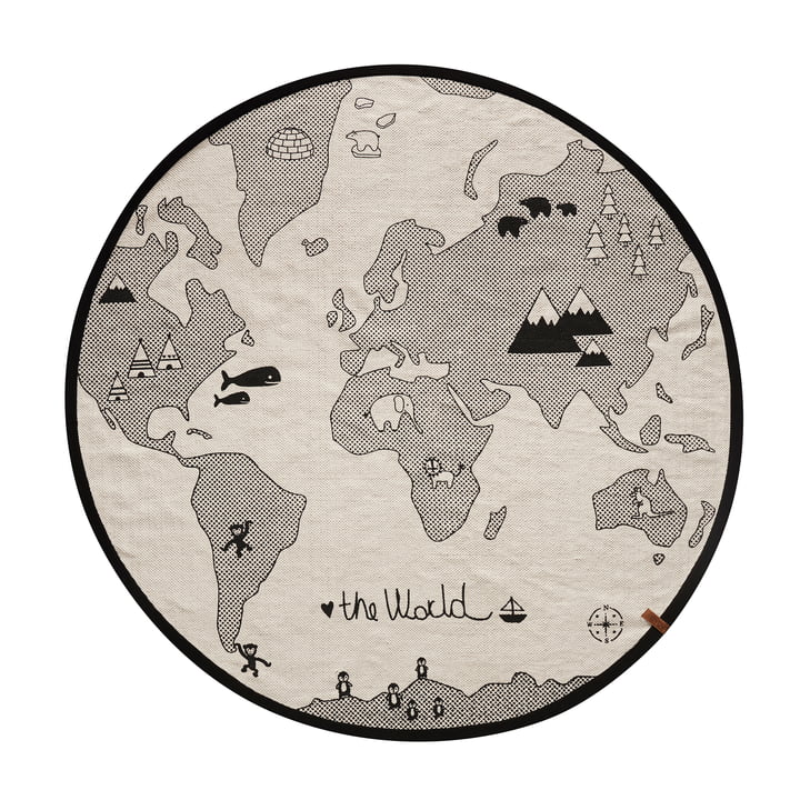The World Spielteppich Ø 135 cm von OYOY in schwarz / grau