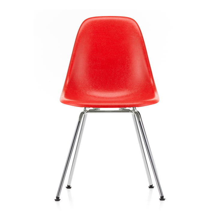 Eames Fiberglass Side Chair DSX von Vitra in verchromt / Eames classic red