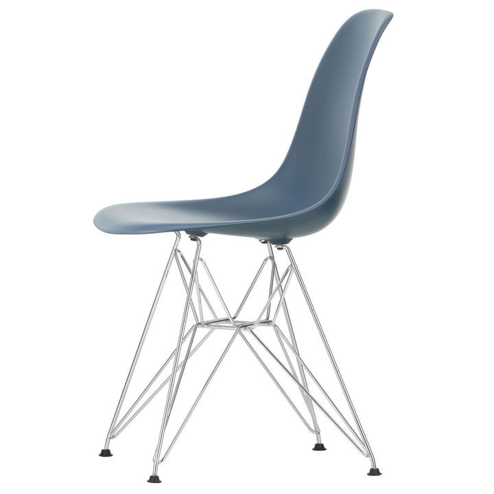 Eames Plastic Side Chair DSR von Vitra in verchromt / meerblau