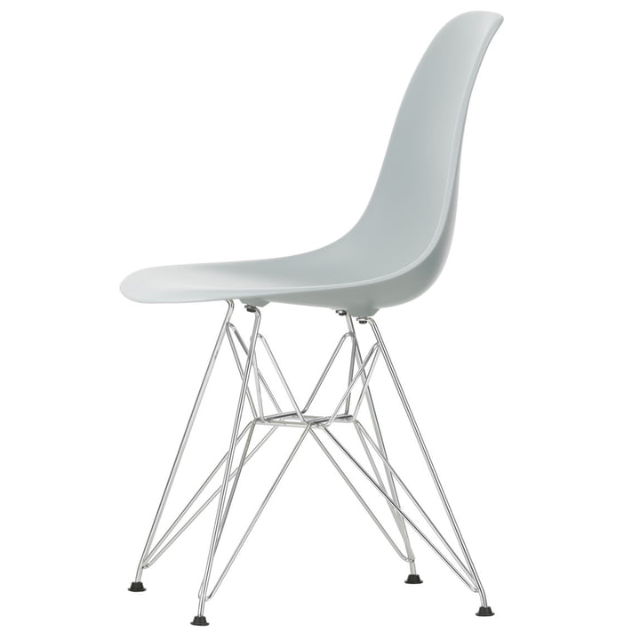 Eames Plastic Side Chair DSR von Vitra in verchromt / hellgrau