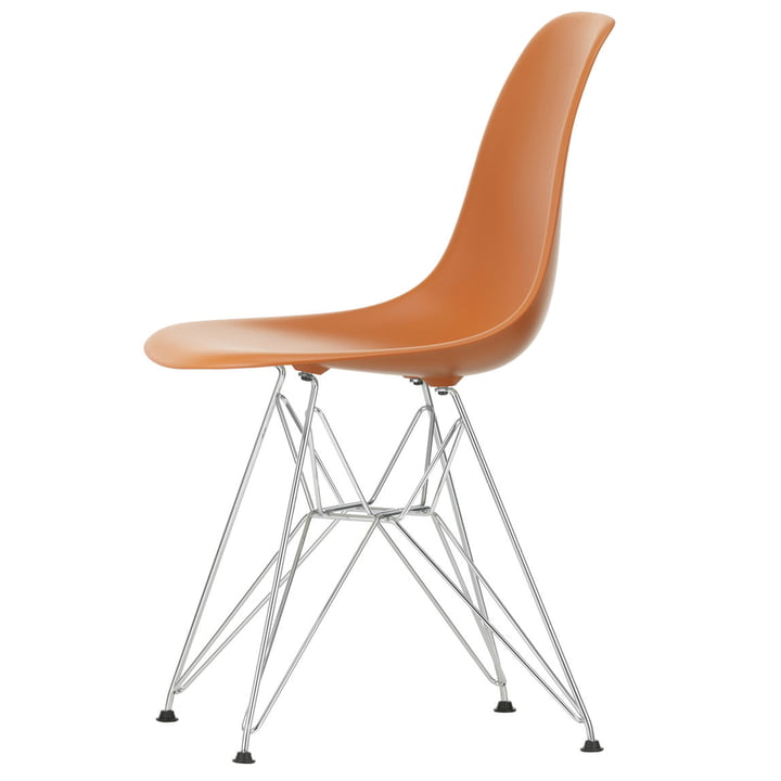Eames Plastic Side Chair DSR von Vitra in verchromt / rostorange