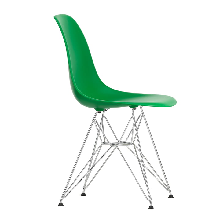 Eames Plastic Side Chair DSR von Vitra in verchromt / grün