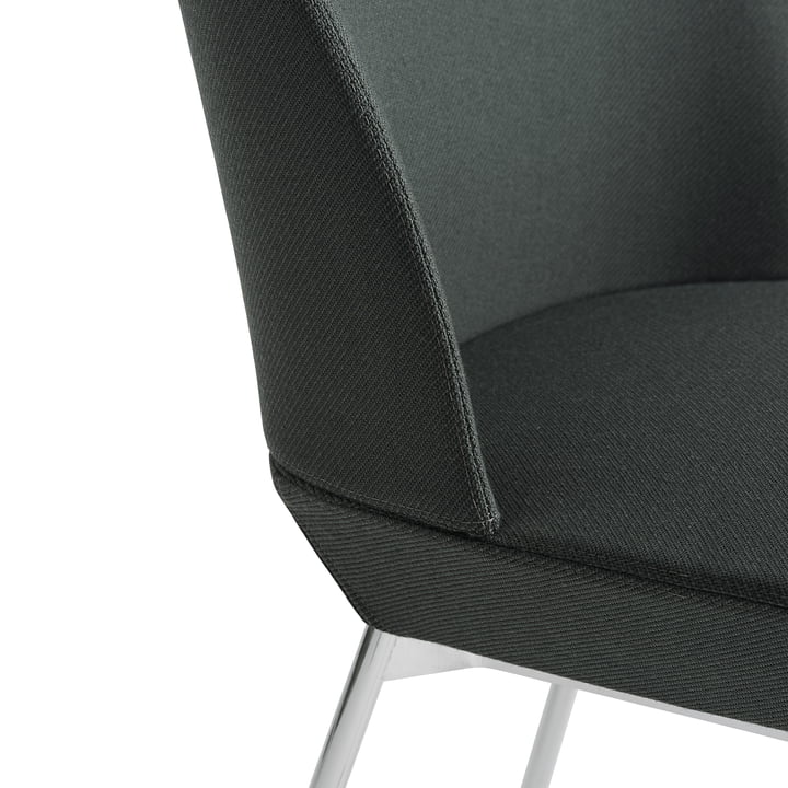 Oslo Side Chair in Chrom / dunkelgrau grün (Twill Weave 990) von Muuto im Detail