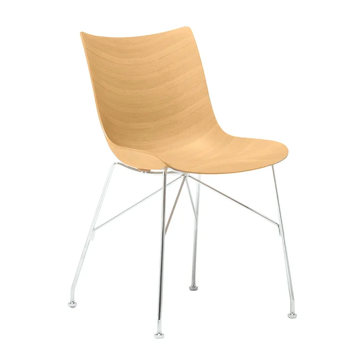 P/Wood Stuhl von Kartell in verchromt / hell