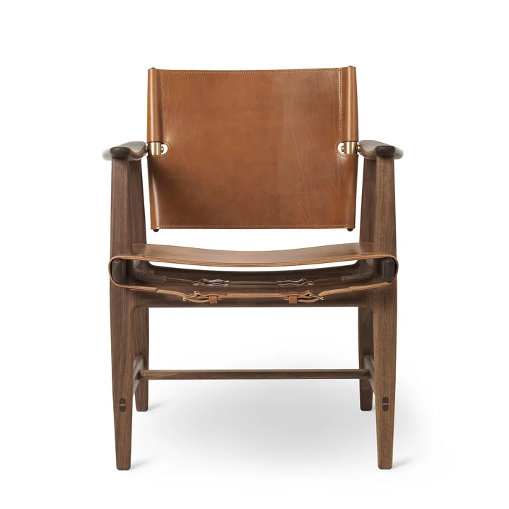 BM1160 Huntsman Chair, Walnuss geölt / Sattelleder cognac (Beschläge Messing) von Carl Hansen
