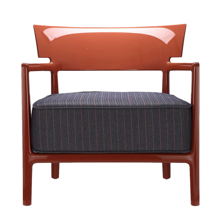 Cara Outdoor Sessel von Kartell mit Gestell orange / Bezug rusty blue
