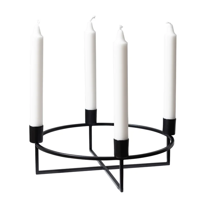 HANA - 4 Flames Kerzenständer, rund / schwarz