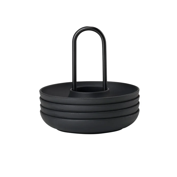 Singles Eierbecher mit Halter von Zone Denmark in schwarz (4er-Set)