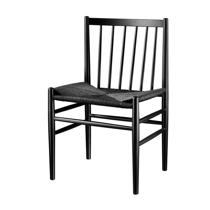 J80 Stuhl, Buche schwarz lackiert / Naturgeflecht schwarz von FDB Møbler 