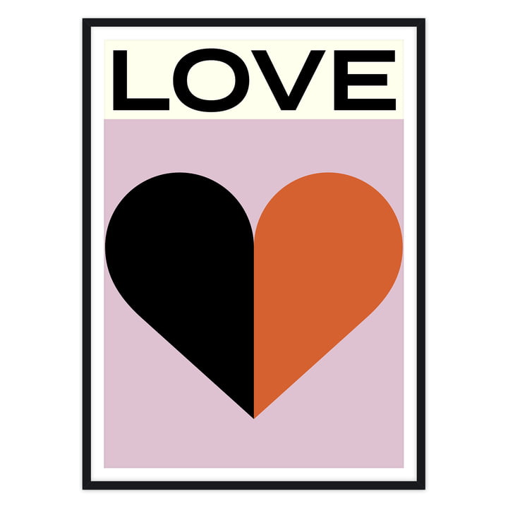 artvoll - Love Poster mit Rahmen, schwarz