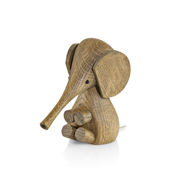 Gunnar Flørning Baby Elefant Holzfigur H 11 cm von Lucie Kaas in Eiche geräuchert