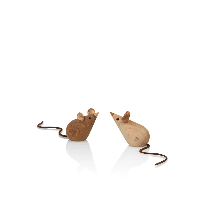 Skjøde Maus Holzfigur von Lucie Kaas in Esche / Kastanie (2-teilig)
