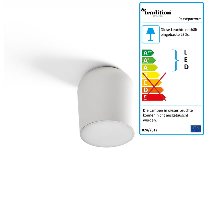 Passepartout Wand- und Deckenleuchte JH10 Ø 15,5 x H 17 cm von &Tradition in weiß
