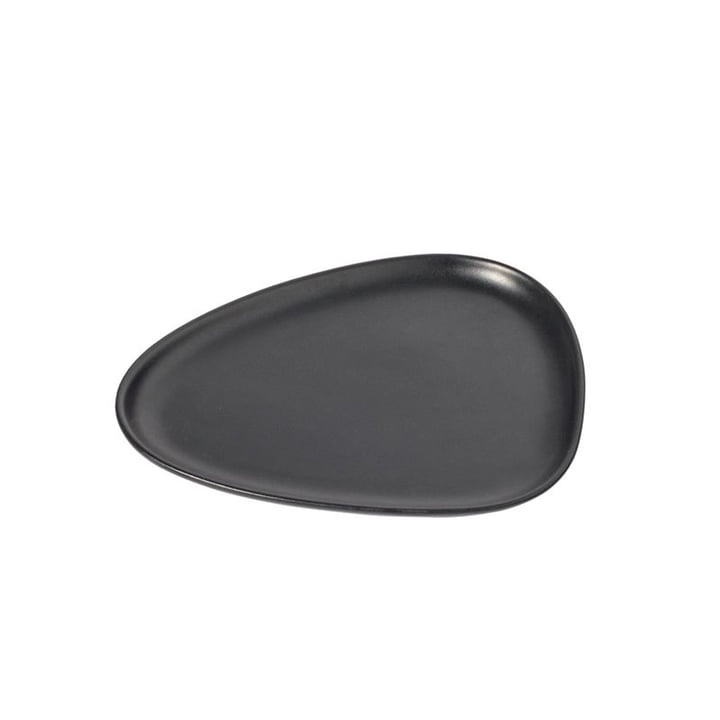 Curve Stoneware Lunch Teller 22 x 19 cm von LindDNA in schwarz	