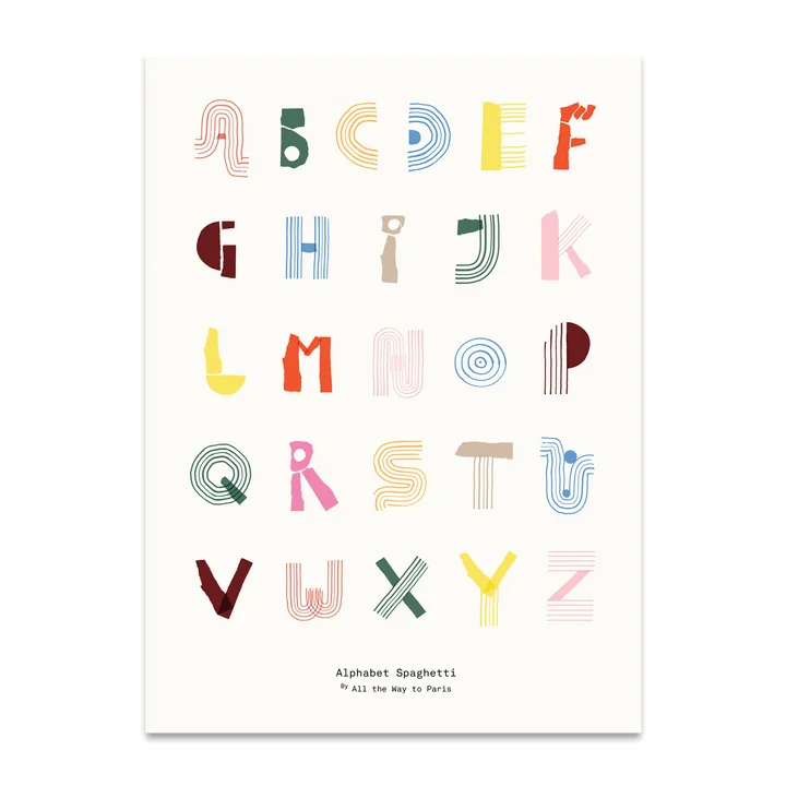Alphabet Spaghetti 50 x 70 cm von Paper Collective