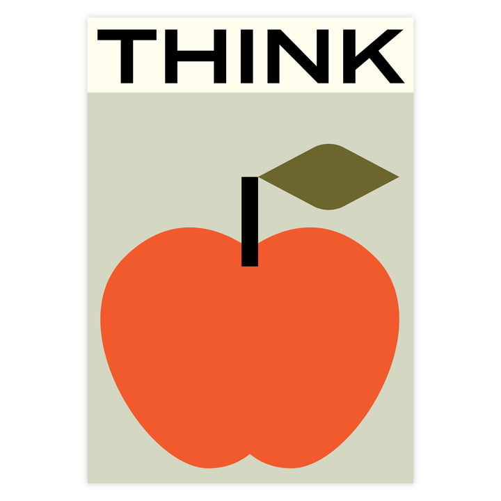 Apfel-Poster Think mit Typografie