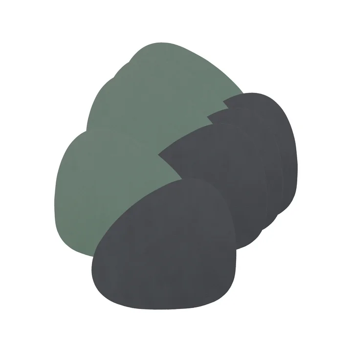 Glasuntersetzer Curve Double von Lind DNA in Cloud anthrazit / Nupo pastellgrün (4er-Set)