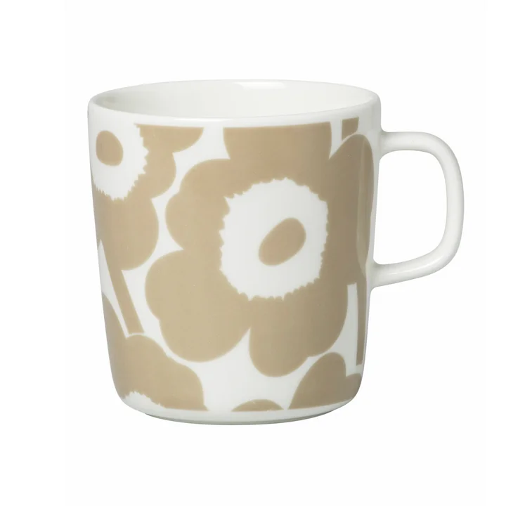 Oiva Unikko Becher mit Henkel 400 ml, weiß / beige von Marimekko 
