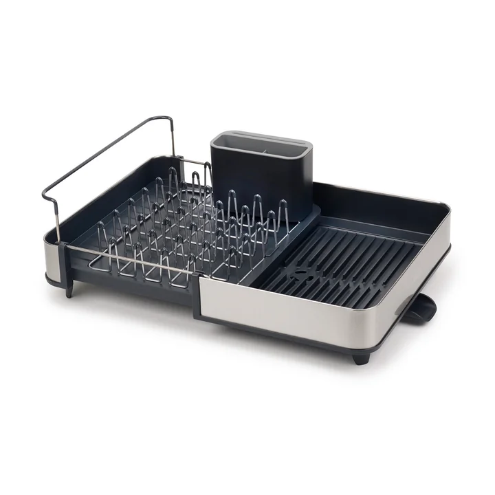 Extend Steel ausziehbarer Geschirrkorb mit Ablaufstutzen, grau von Joseph Joseph