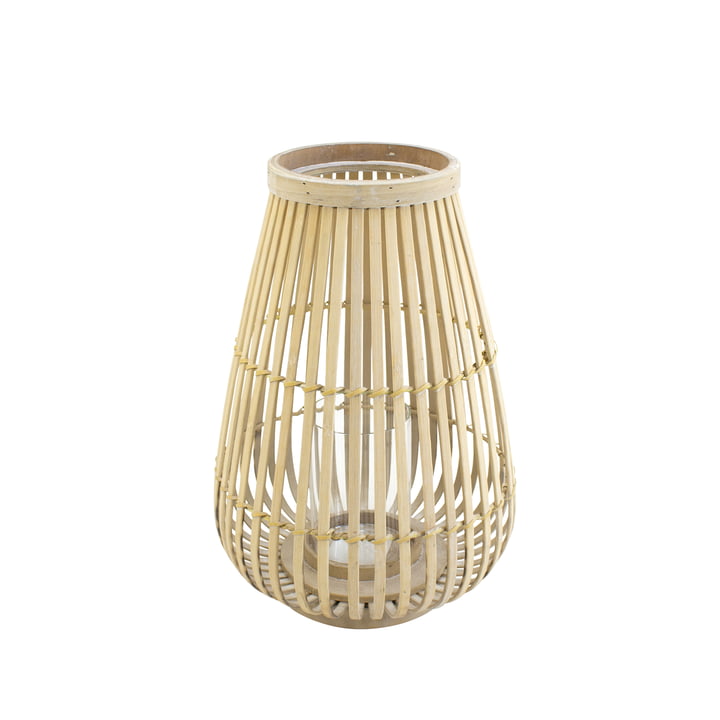 Bambus Windlicht mit Glaseinsatz in natur, 36 cm