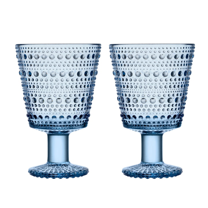 Kastehelmi Trinkglas mit Fuß 26 cl von Iittala in aqua (2er-Set)